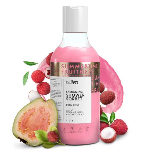 Soflow Energizing sorbet shower gel scent of guava and lychee, 400ml