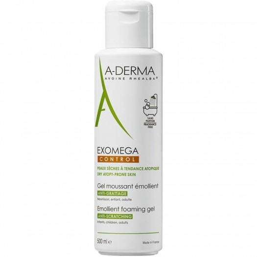 A-Derma EXOMEGA Control Gel Moussant Emollient Foaming Gel Body & Face, 500ml