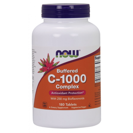 NOW Vitamin C-1000 Complex - Buffered with 250mg Bioflavonoids, 180 Tablets