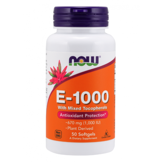 Now Vitamin E-1000 IU Mixed Tocopherols, 50 Softgels