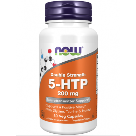 NOW 5-HTP, Double Strength 200 mg, 60 Veg Capsules
