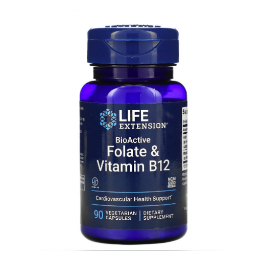 Life Extension, BioActive, Folate & Vitamin B12, 90 Vegetarian Capsules