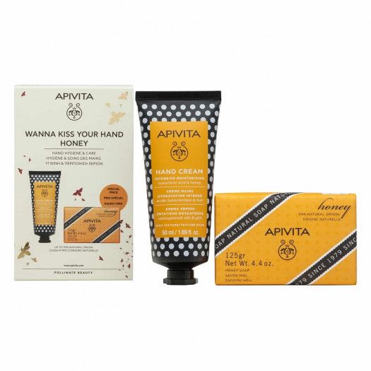 Apivita Promo 2022 Wanna Kiss Your Hand Cream and Honey Soap, 50/125ml