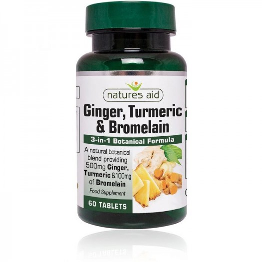 Natures Aid Ginger Turmeric Bromelain, 60 Tablets