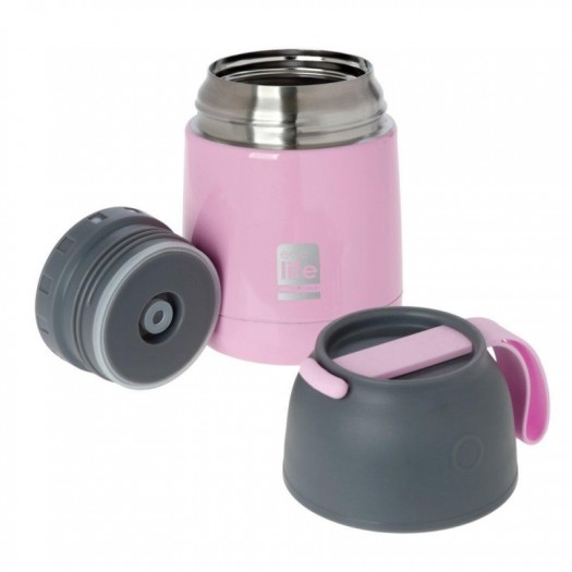 Ecolife Baby Food Container, Stainless Steel Warmer, Color Pink, 450ml.