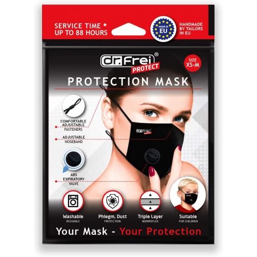 Dr. Frei Protection Reusable mask black color, XS-M size