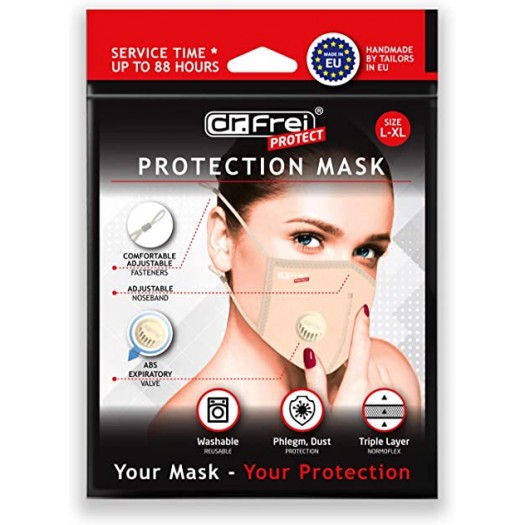 Dr. Frei Protection Reusable mask beige color l-xl size