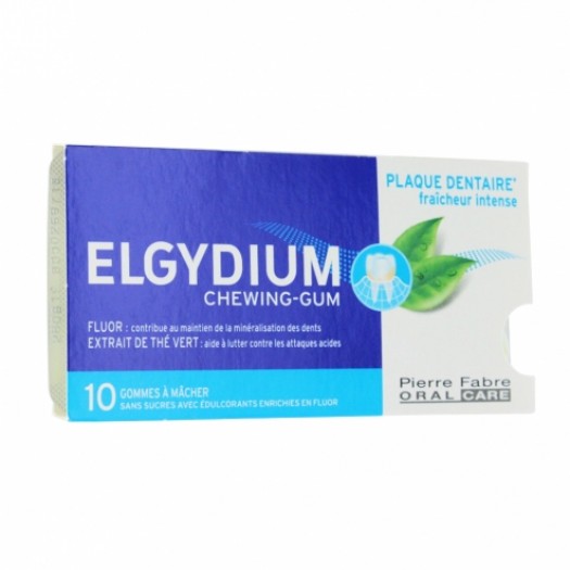 ELGYDIUM CHEWING-GUM DENTAL PLAQUE INTENSE FRESHNESS, 10pcs