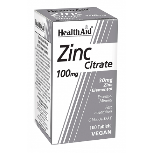 Health Aid Zinc Citrate 100mg, 100's Tablets