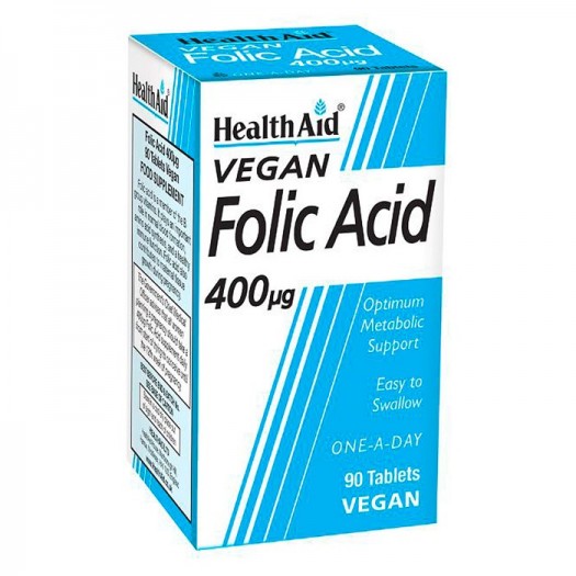 Health Aid Folic Acid 400mcg, 90 capsules