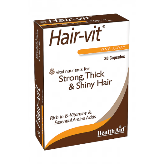 Health Aid Hair-vit® (Hair Vitamins) - (B Vitamins, Essential Amino Acids++), 30 capsules