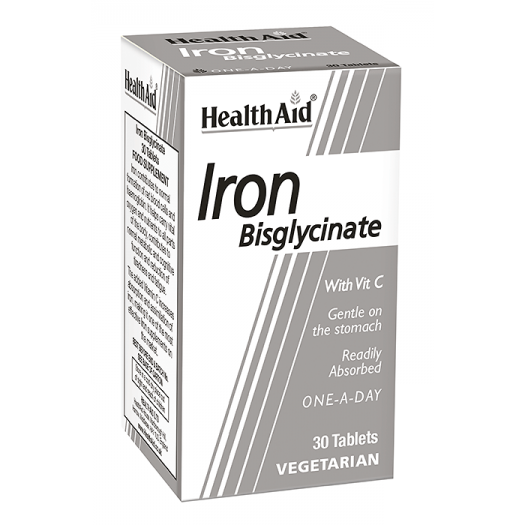 Health Aid Iron Bisglycinate (Iron with Vitamin C), 30 Tablets