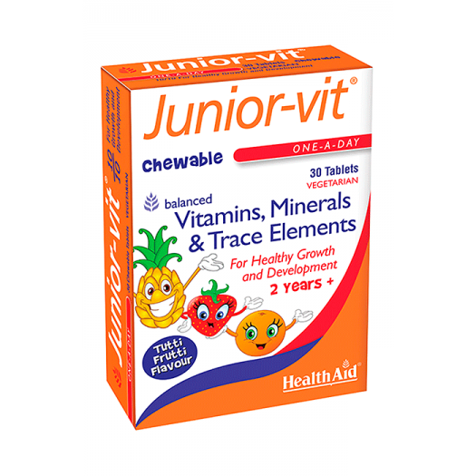 Health Aid Junior-vit - Chewable (Tutti-fruity Flavour) (Age 2 plus), 30 tablets