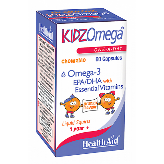 Health Aid Kidz Omega ( Vit A,D,E,EPA 198mg,DHA 132mg), 60 capsules