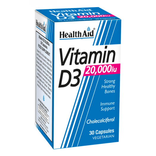 Health Aid Vitamin D3 20,000iu, 30's Vegicaps