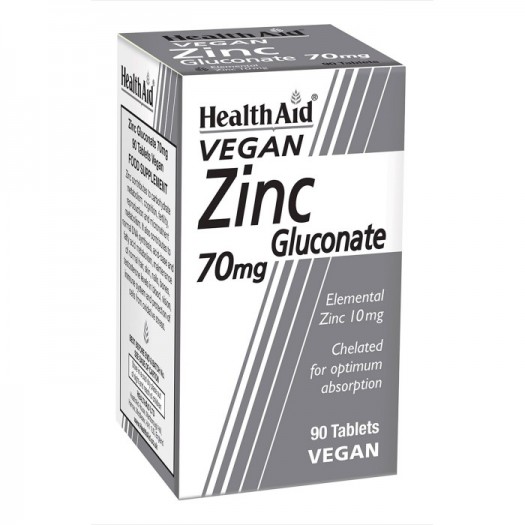 Health Aid Zinc Gluconate 70mg (10mg elemental Zinc), 90 Tablets