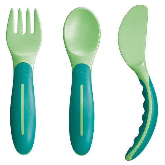 Mam Fork Knife Spoon, Green