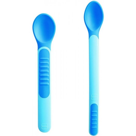 MAM Heat Sensitive Feeding Spoons And Cover, Blue