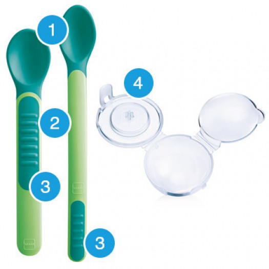 MAM Heat Sensitive Feeding Spoons And Cover, Unisex