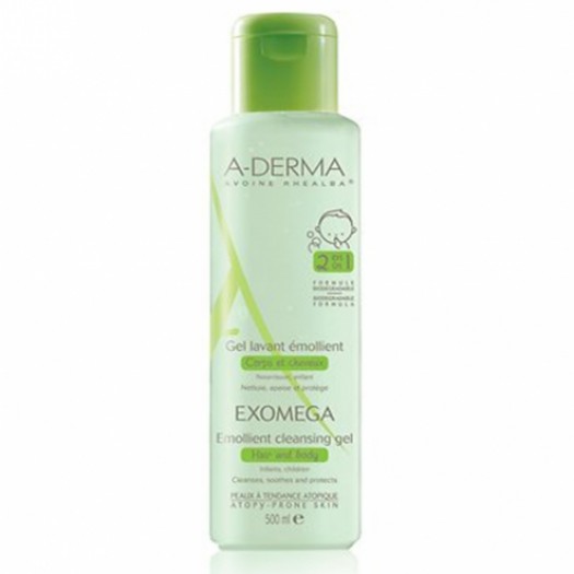 A-Derma Exomega Gel Lavant Emollient 2en1, 500ml