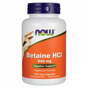 Now Betaine HCL 648 mg, 120 Veggie Capsules