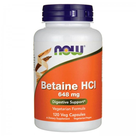 Now Betaine HCL 648 mg, 120 Veggie Capsules