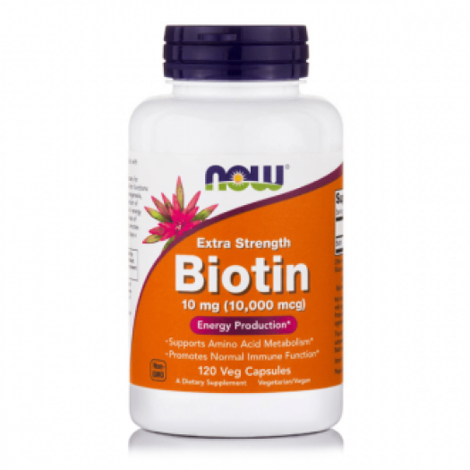 Now Biotin 10 mg (10000 mcg) Extra Strength, 120 Vegetable capsules