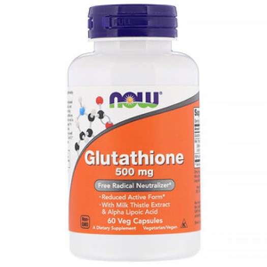 Now Glutathione 500 mg, 60 Vegetable Capsules