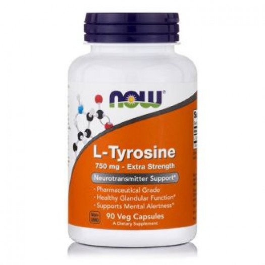 Now L-Tyrosine 750 mg free form, 90 Vegetable Capsules