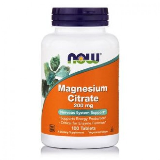Now Magnesium Citrate 200 mg, 100 Vegetable Tablets
