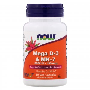 Now Mega D-3 & MK-7, 60 Vegetable Capsules Now Mega D-3 & MK-7, 60 Vegetable Capsules