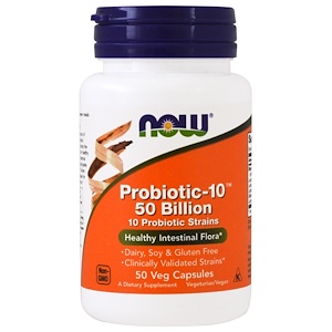 Now Probiotic-10 50 Billion, 50 Vegetable Capsules Now Probiotic-10 50 Billion, 50 Vegetable Capsules