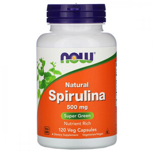 Now Natural Spirulina 500 mg, 120 Vegetable Capsules