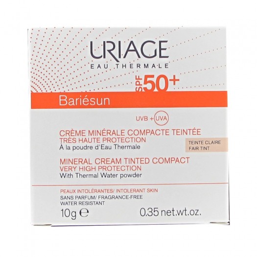 Uriage Sun Compact Mineral  Face Cream Bariésun SPF 50 + Tinted Clear powder compact, 10 g