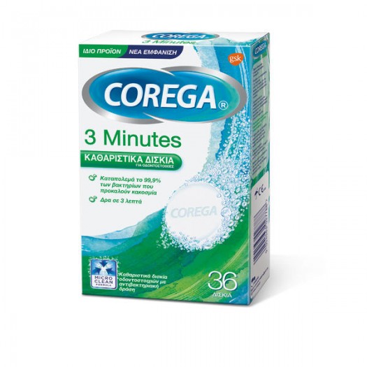 Corega 3 Minutes Artificial Cleansing Tablets, 36tabs