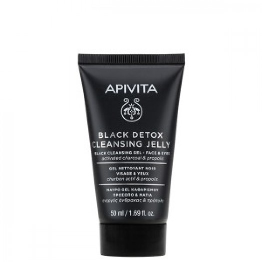 Apivita Cleansing Black Detox Mini Jelly Black Gel With Propolis for Face and Eyes, 50ml