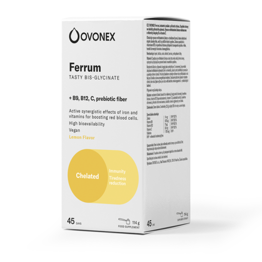 Ovonex Ferrum Chelated Powder Lemon, 124g