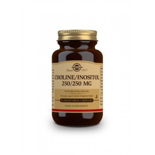 Solgar Choline Inositol 250/ 250 mg, 50 vegetable capsules