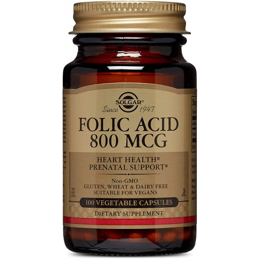 Solgar Folic Acid 800 MCG, 100 Vegetable Capsules