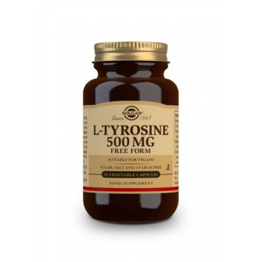 Solgar L-Tyrosine 500 MG, 50 Vegetable Capsules