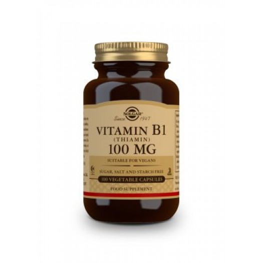 Solgar Vitamin B1 100 MG, 100 Vegetable Capsules