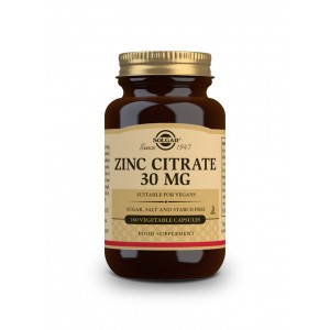 Solgar Zinc Citrate 30 mg, 100 Vegetable Capsules